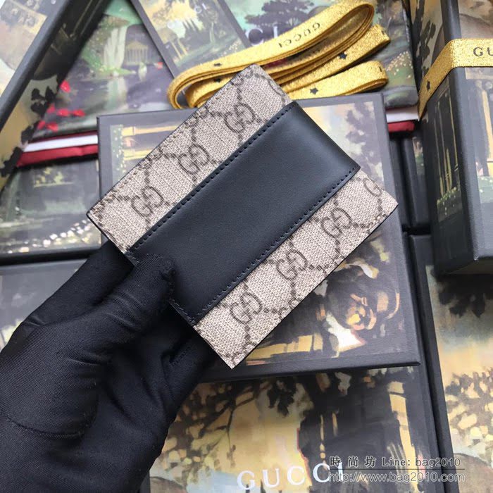 GUCCI古馳 新款 451240pvc黑 男士短夾系列 進口頭層牛皮 多卡位短錢包  ydgq3266